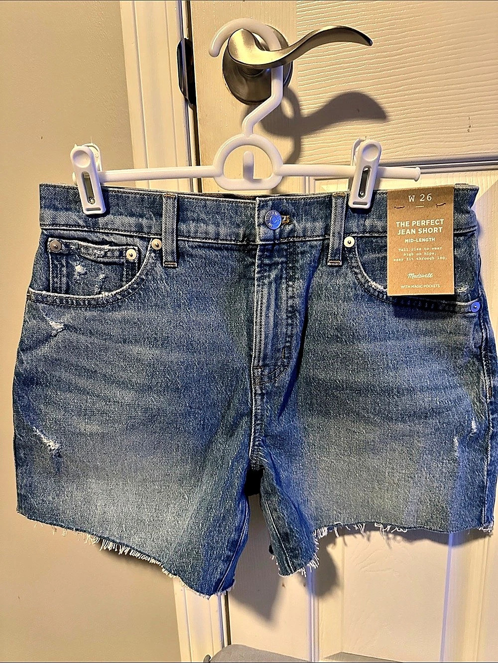 Madewell The Perfect Vintage Mid-Length Jean Short Shorts Blue Waist 26
